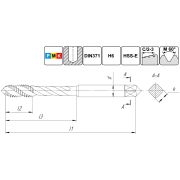 TSF1.M3х0,5.6H.DIN371.TiN.M35 Метчик М3х0,5 для глухих отверстий, DIN371, с покрытием TiN