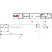 TSF1.M12х1,0.6H.DIN374.TiN.M35 Метчик М12х1,0 для глухих отверстий, DIN374, с покрытием TiN