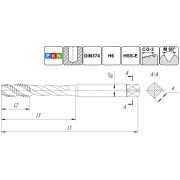 TSF1.M14х1,25.6H.DIN374.M35 Метчик М14х1,25 для глухих отверстий, DIN374, без покрытия