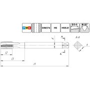 TSP1.M14х1,5.6H.DIN374.TiN.M35 Метчик М14х1,5 для сквозных отверстий, DIN374, с покрытием TiN