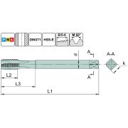 TSP1.M10х1,5.6H.DIN371.TiN Метчик M10х1,5 для сквозных отверстий, DIN371 с покрытием TiN